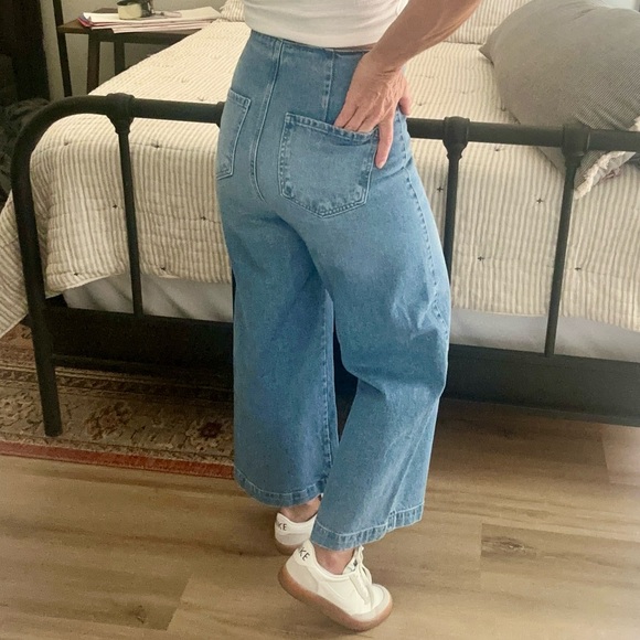 Zara Light Blue Crop WideLeg Jeans - Picture 2 of 9